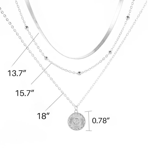 New Sun Pendant Necklace S925 Sterling Silver Multilayer Minimalist Celestial - Picture 8 of 9